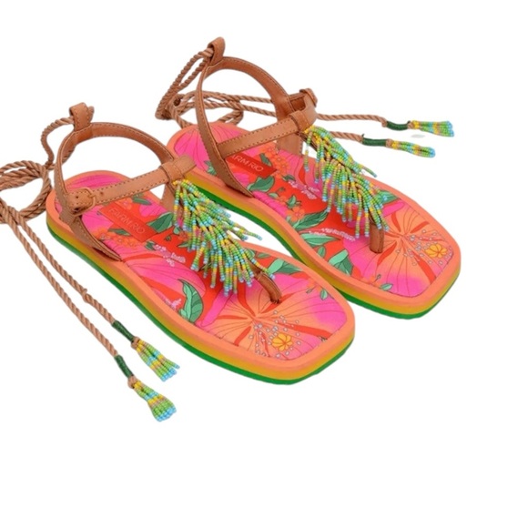 FARM Rio Vibrant Beaded Floral Tropical Pietra Sandals In Size 11 - Picture 2 of 10